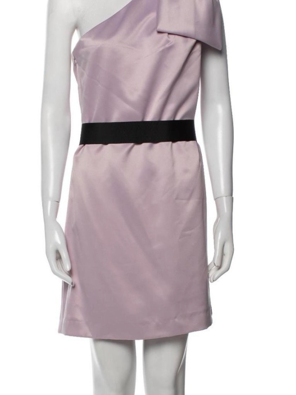 Lela Rose One-Shoulder Lilac Dress with Black Waistband